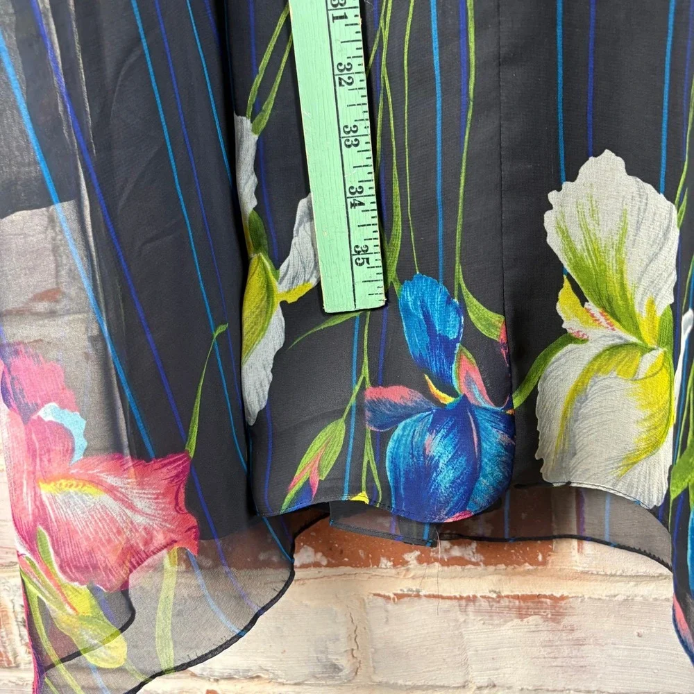 Vintage 1970s Chiffon Floral Dress Sheer Sleeve Romantic Prairie‎ Evening